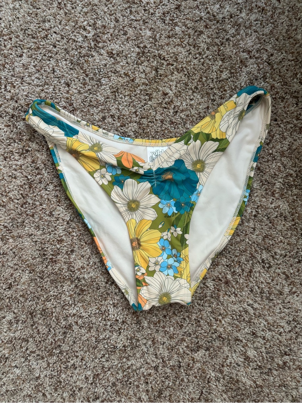 wild fable Floral High-Rise Bikini Bottom in Teal, Yellow & Olive